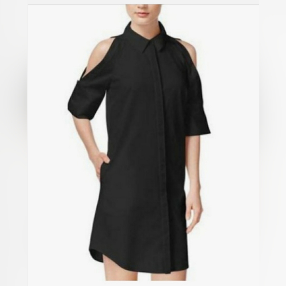 New Rachel Rachel Roy Cold Shoulder Little Black Shirt Dress
